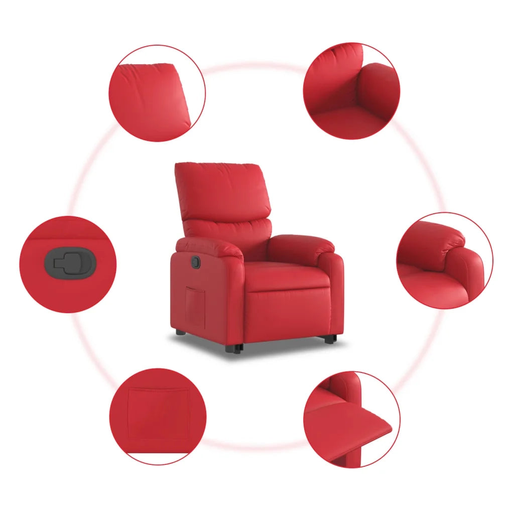 Poltrona Alzapersona Reclinabile Rosso in Similpelle 3204891