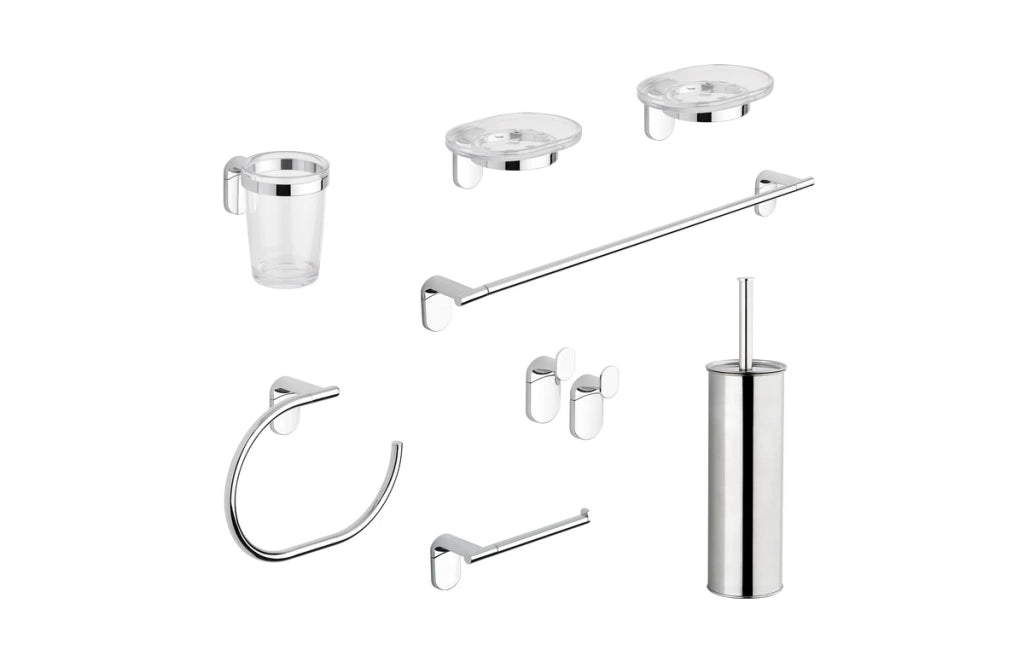 Set accessori bagno a muro METAF 8 pezzi Cromo