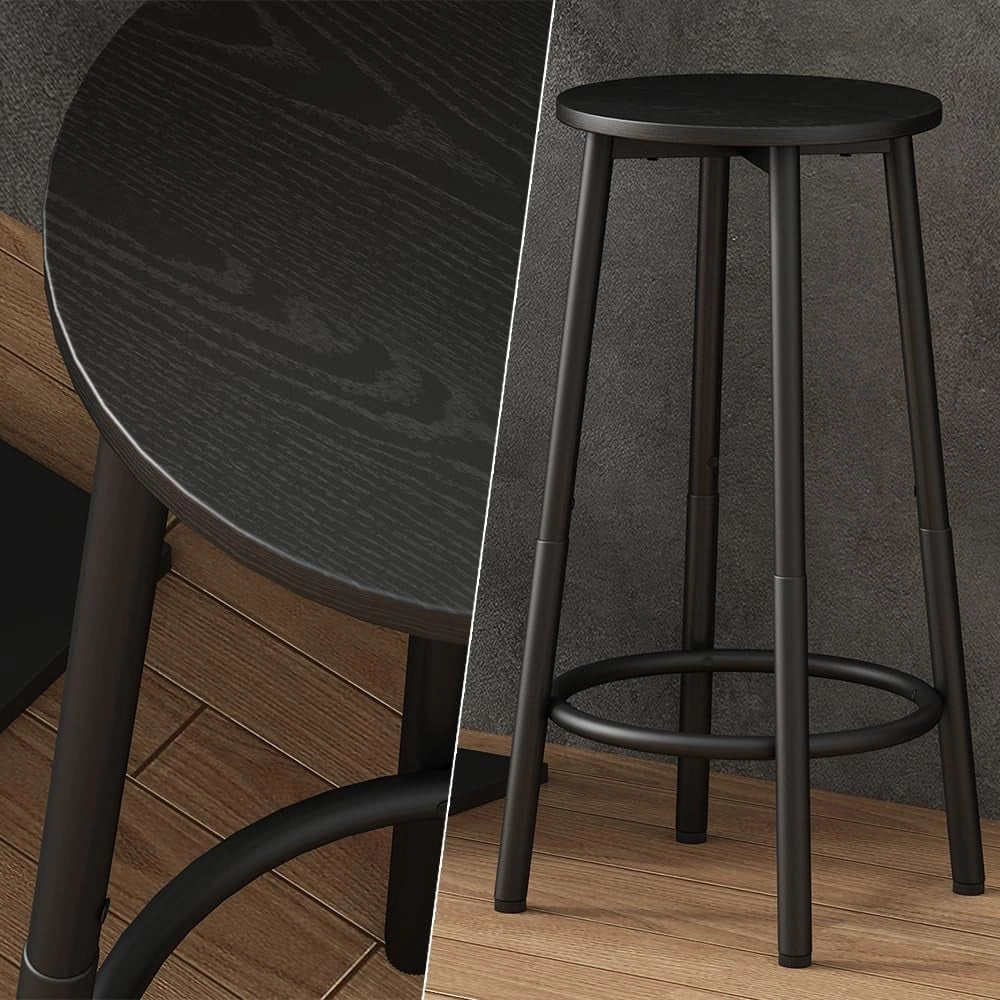 Set di 2 sgabelli da bar Edmonton, Nero, 31.5 x 64 cm 2 parti, regolabile in altezza con poggiapiedi per posizioni di seduta flessibili