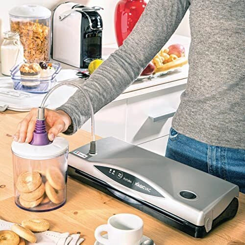 Magic Vac VB02PK1 Futura Macchina Sottovuoto 140 W 800 mbar Ciclo Automatico e Manuale Barra Saldante 30 cm colore Nero Grigio