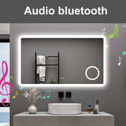 AICA Specchio da bagno  100 x 60 cm, dimmerabile, Blue tooth, Funzione Memoria, antiappannamento, 3 colori, Magnificatore