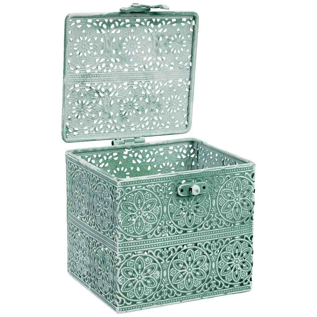 Scatola in metallo verde 12.5x12.5x11.5h cmh cm