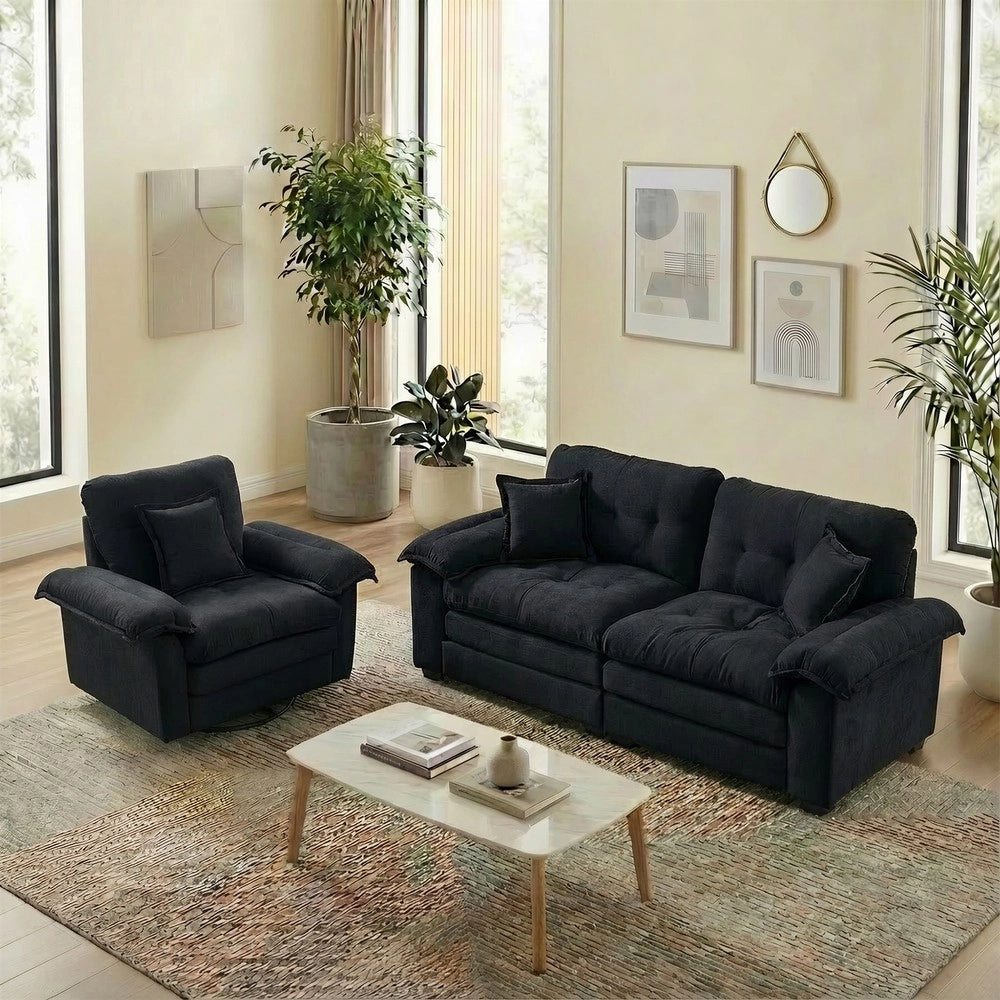 Set Divano 2 Pezzi ¨C Minimal ¨C Tessuto chenille cuscini imbottito