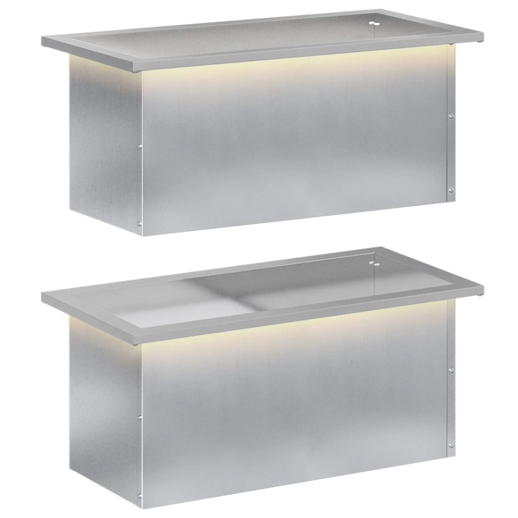 Fioriera da giardino con LED 2 pz Argento 30 x 60 x 30 cm 8008095