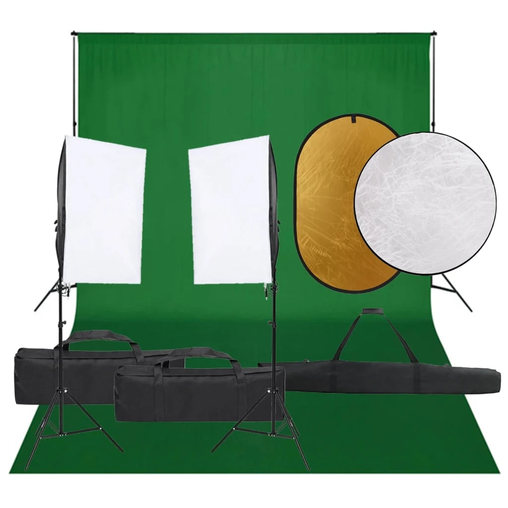 Kit per studio fotografico con illuminazione fondale e riflettore nero 02_0042474
