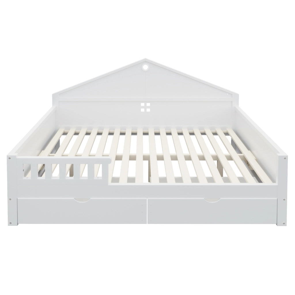 Letto multifunzione 140x200 cm con cassetti e LED; bianco