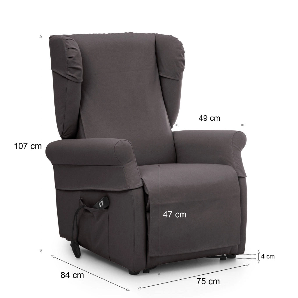 Poltroncina Treia, Poltrona Sfoderabile Made in Italy, 75x84x107h cm Nero Antracite