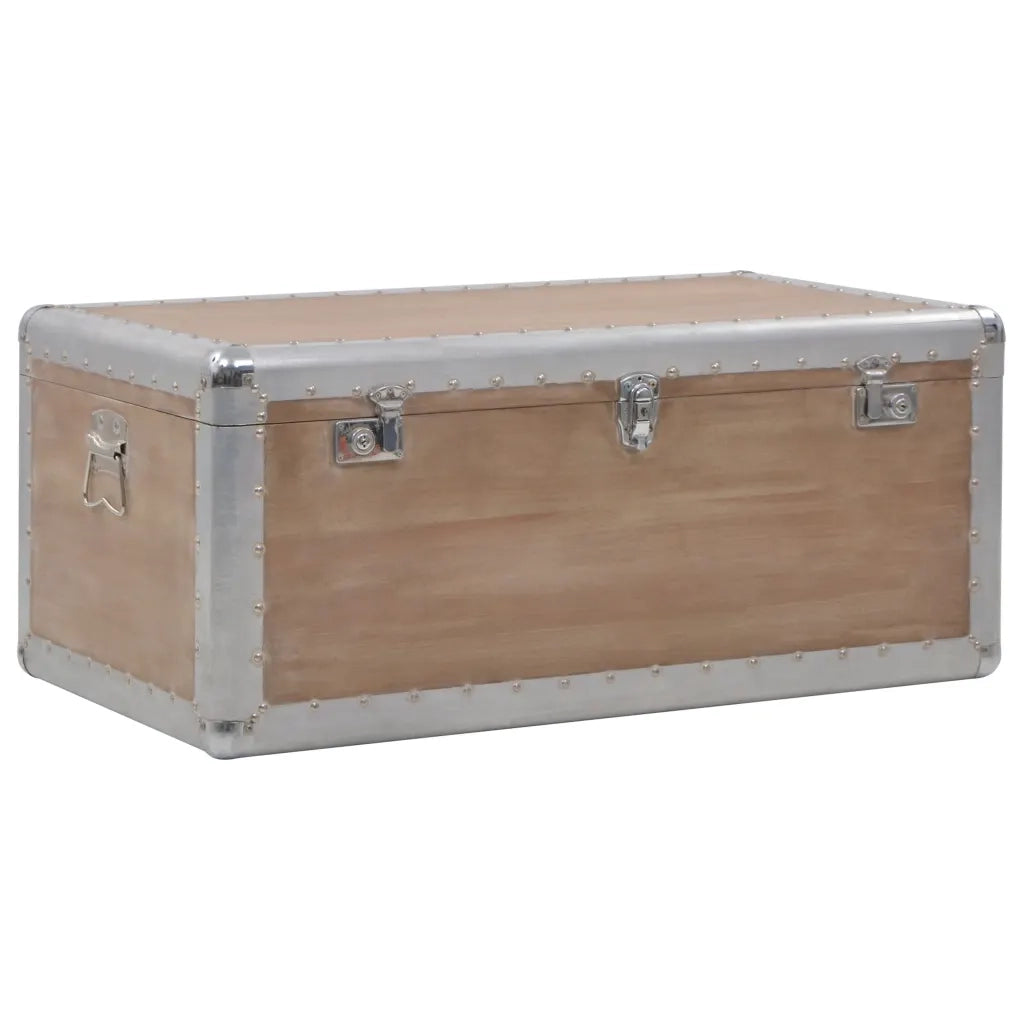 Baule Portaoggetti in Massello di Abete 91x52x40cm Marrone CFW2392087
