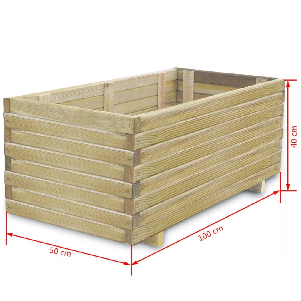 Aiuola rialzata per piante e fiori rettangolare 100 x 50 x 40 cm legno 02_0001268