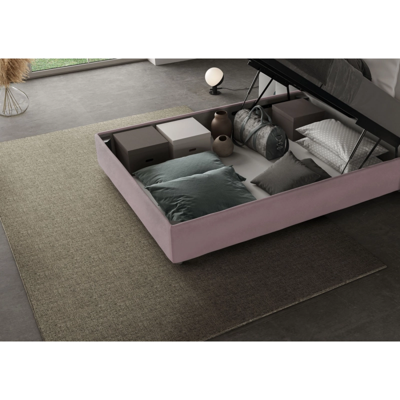 Letto imbottito 1 piazza e mezza 120x190 cm Mika - Con rete,Glicine,Microfibra