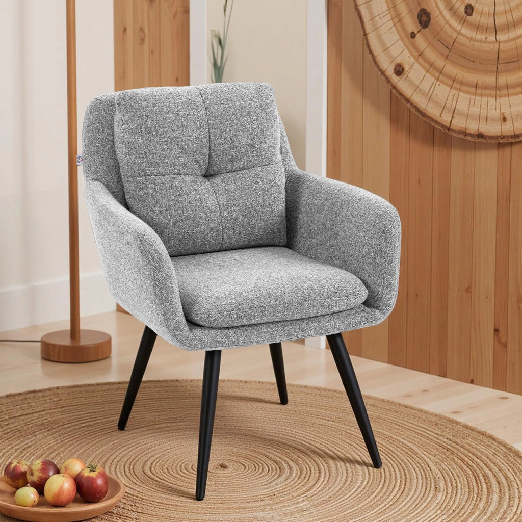 Poltrona Moderna ¨C Zephmum ¨C Tessuto Grigio Chiaro con Gambe in Metallo