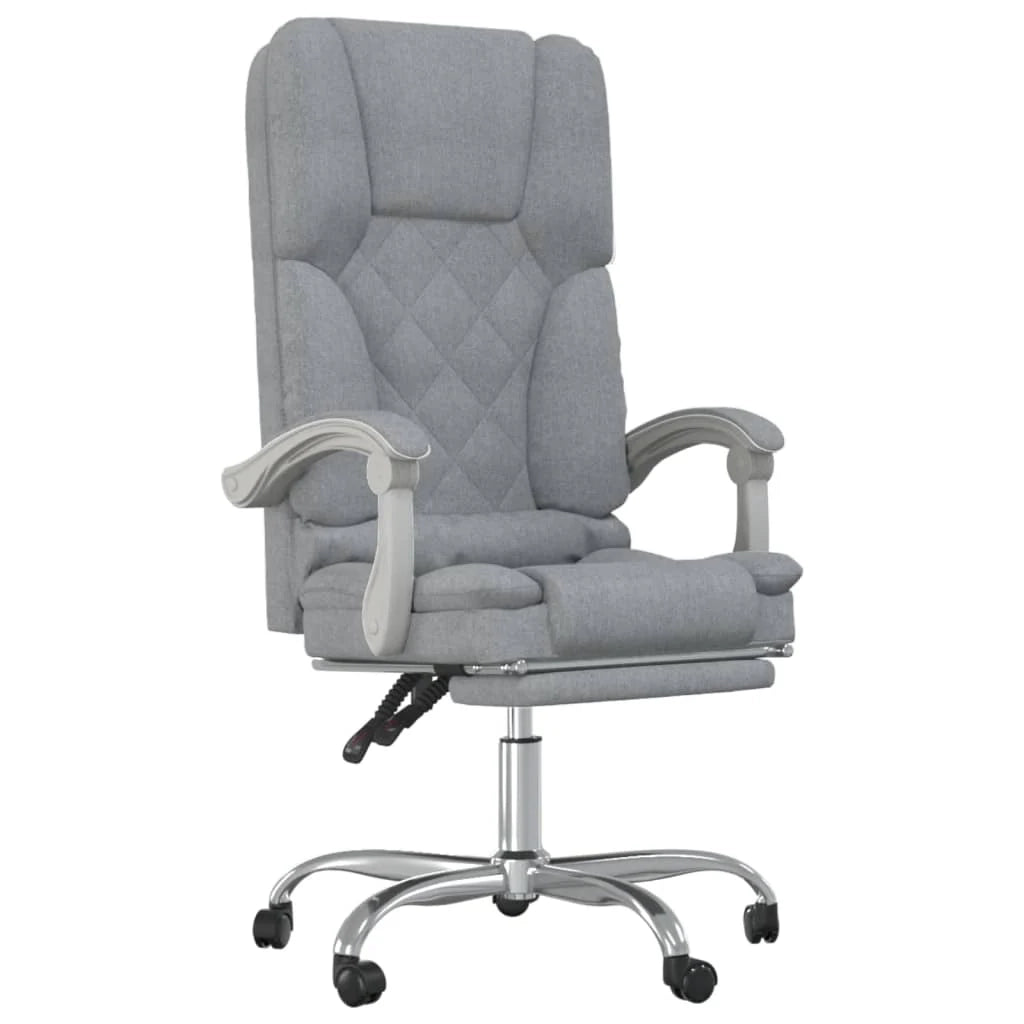 Poltrona massaggiante reclinabile per ufficio computer studio tessuto grigio chiaro 02_0025384
