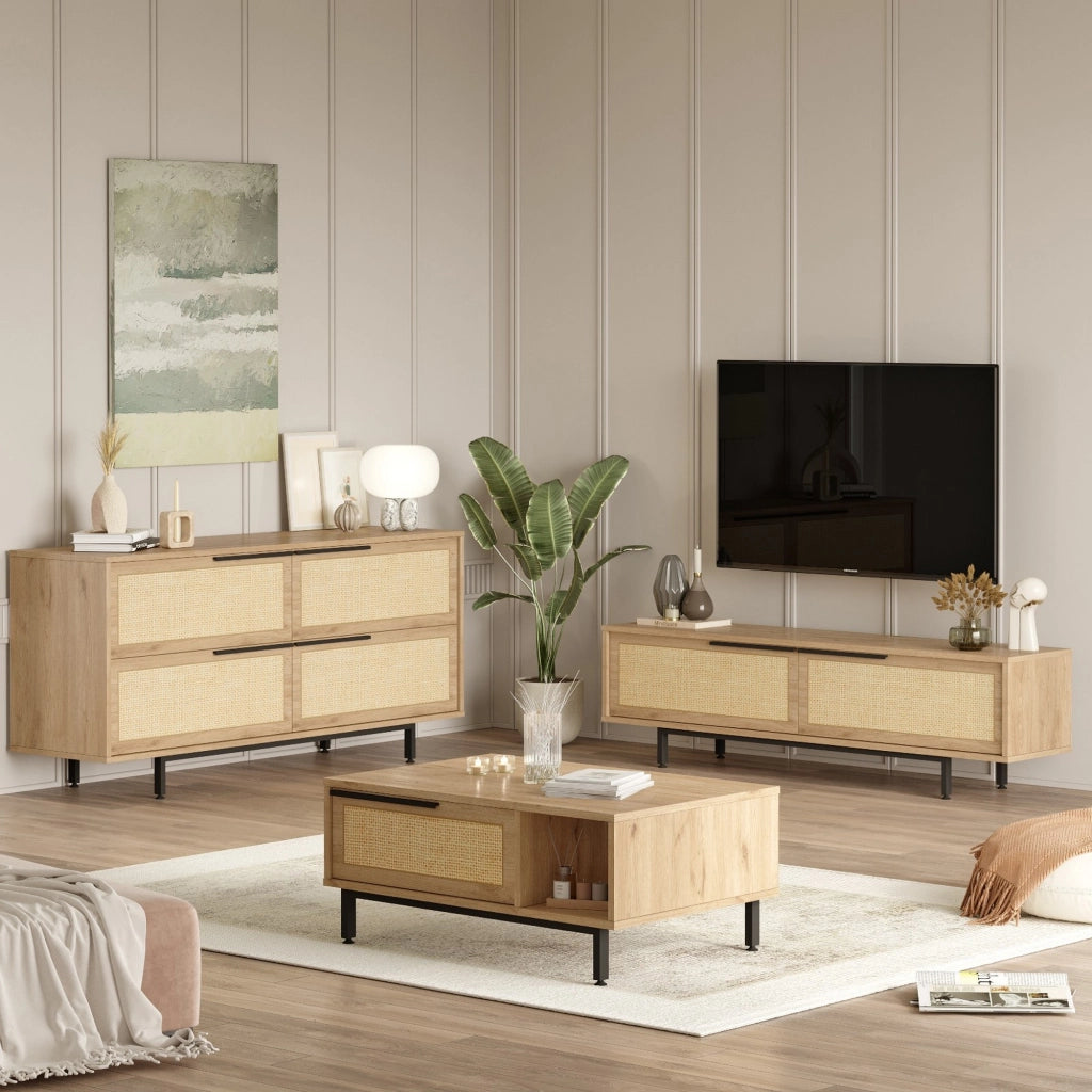 Odolo, set Mobili da Soggiorno Modulabile, Beige