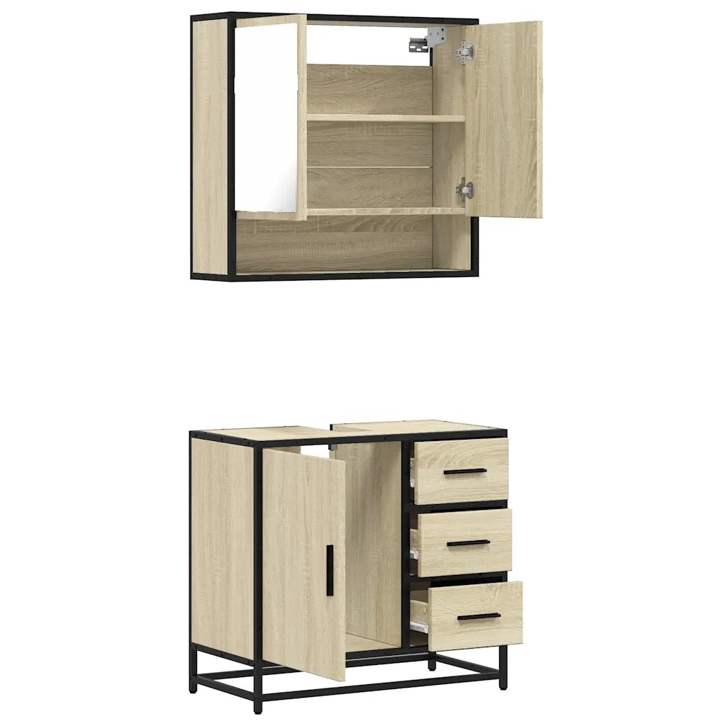 Set Mobili da Bagno 2 pz Rovere Sonoma in Legno Multistrato 3300926