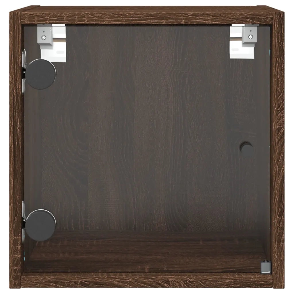 Comodino con Anta in Vetro Rovere Marrone 35x37x35 cm 836474