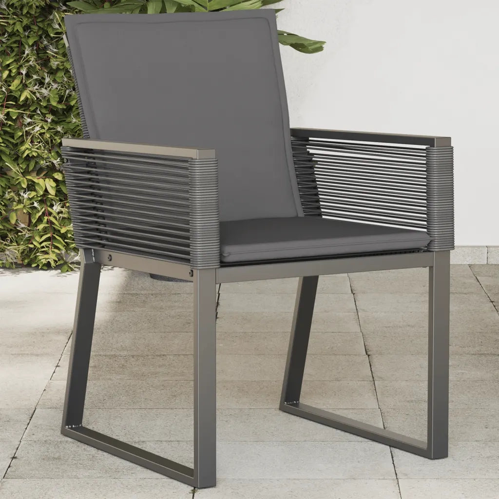 Sedie da Giardino con Cuscini 4 pz | Sedie da Esterno Nere in Polyrattan