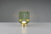 LORD LAMPADA DA TAVOLO RICARICABILE METALLO OTTONE SATINATO E VETRO RIGATO VERDE REGOLAZIONE INTESITA' TOUCH H.19,5CM LED 1,5W 100lm, 3000K