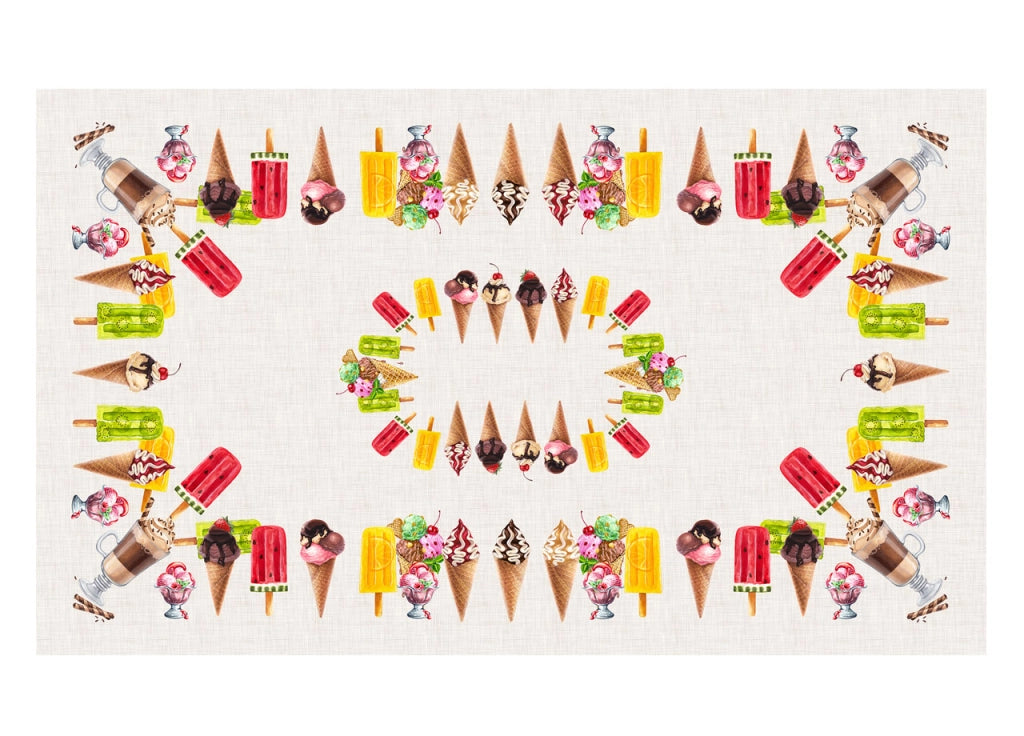 Tovaglia Copritavolo In 100% Cotone Stampa Digitale Dis. Ice Cream GI - 140x180 - Ice Cream