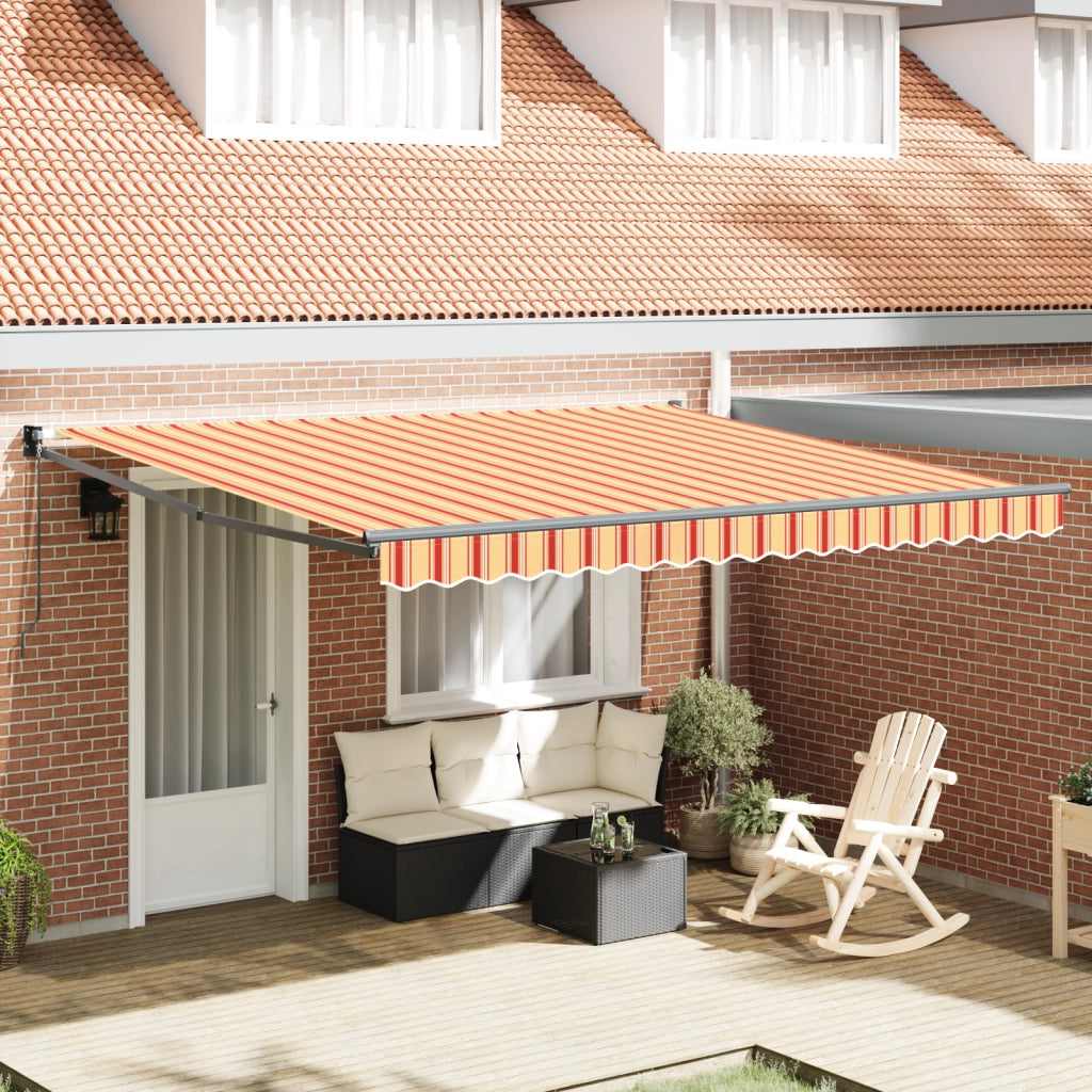 Tenda Retrattile Manuale Marrone e Rossa 400x300 cm
