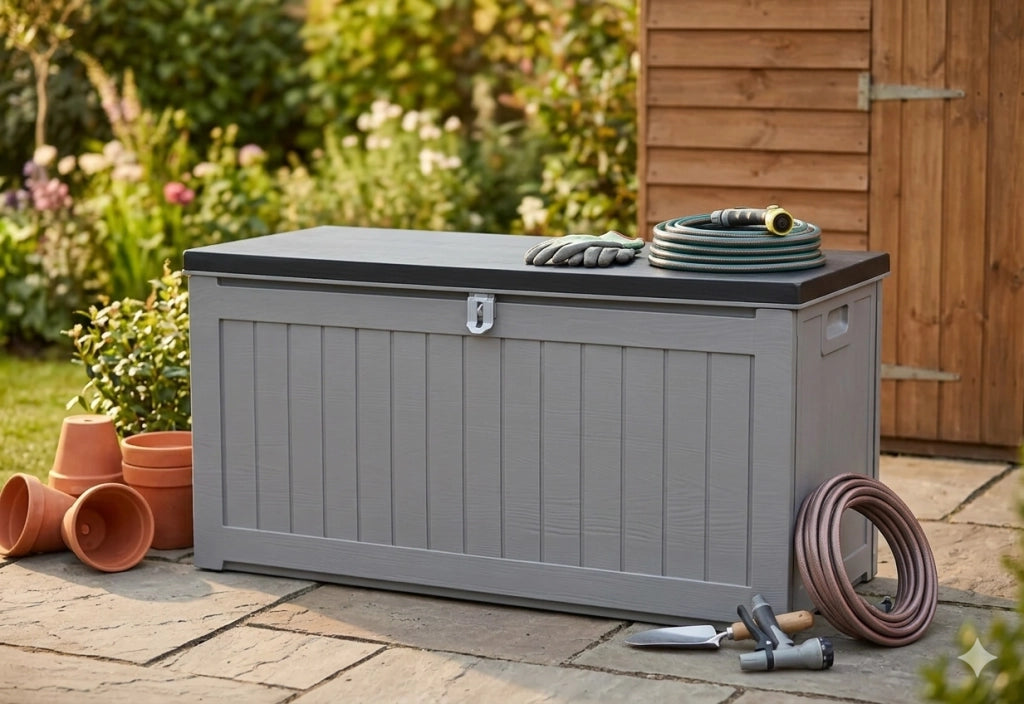 Baule da Esterno 109x52x55 cm in Polipropilene Grigio