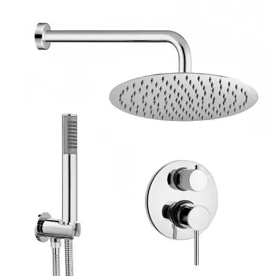 Set doccia con braccio 40 cm + soffione 25 cm + miscelatore + kit doccia Essenza