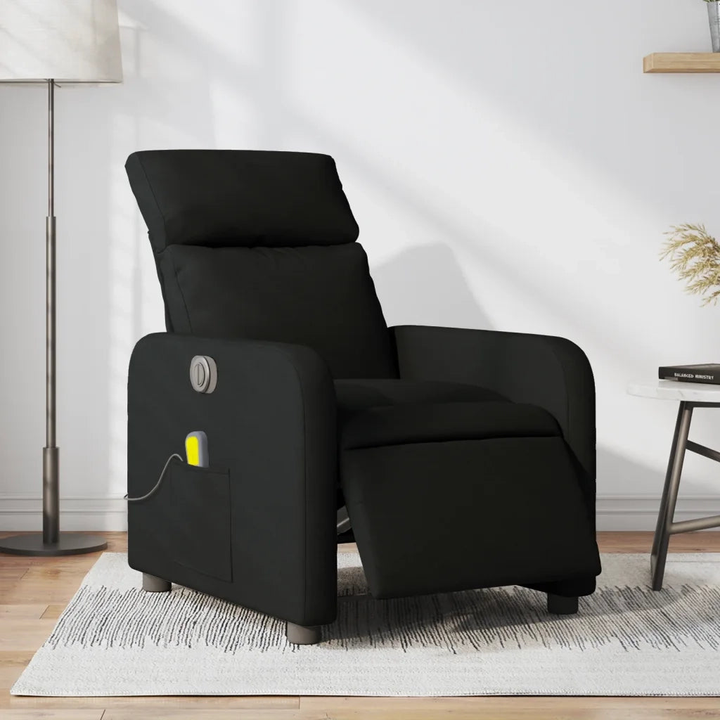 Poltrona Massaggiante | Sedia Relax Reclinabile Elettrica Nera in Tessuto