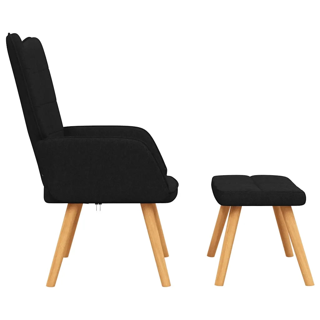 Poltrona Relax con Poggiapiedi Nero in Tessuto 327936