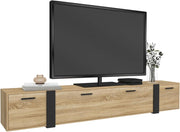 180 cm PHOENIX Porta TV a parete a 3 ante dal design industriale
