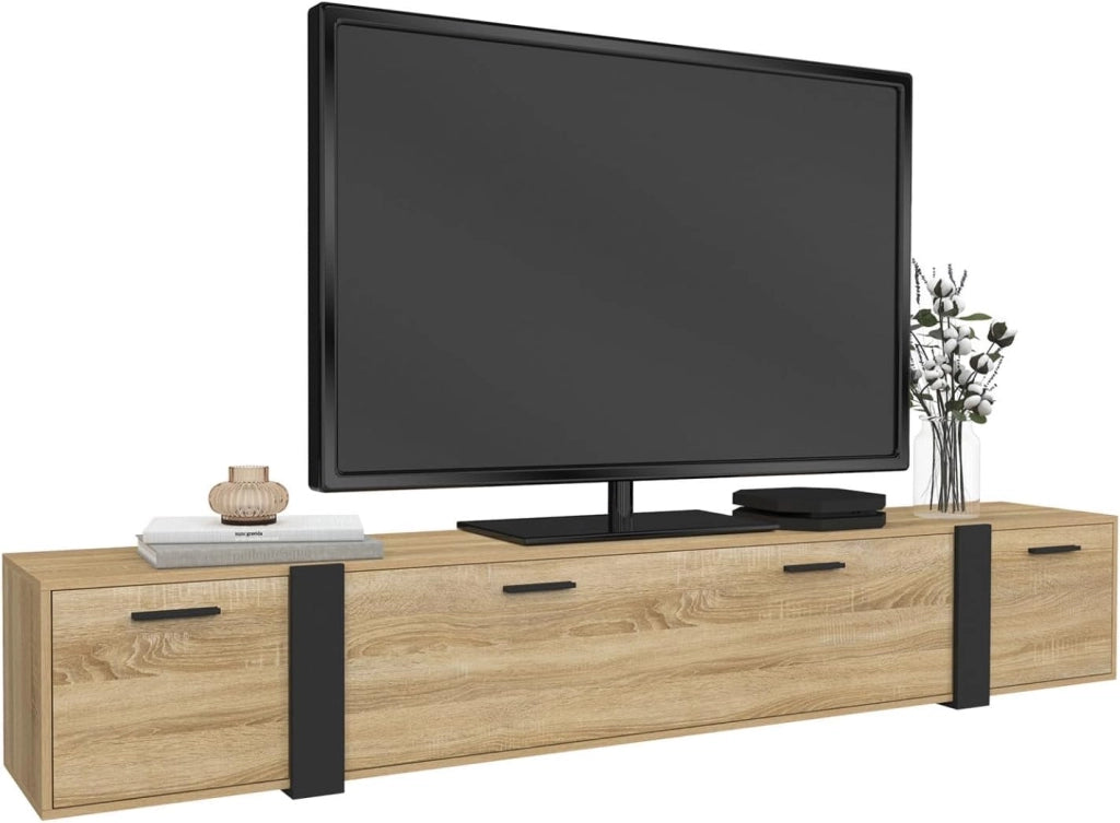 180 cm PHOENIX Porta TV a parete a 3 ante dal design industriale