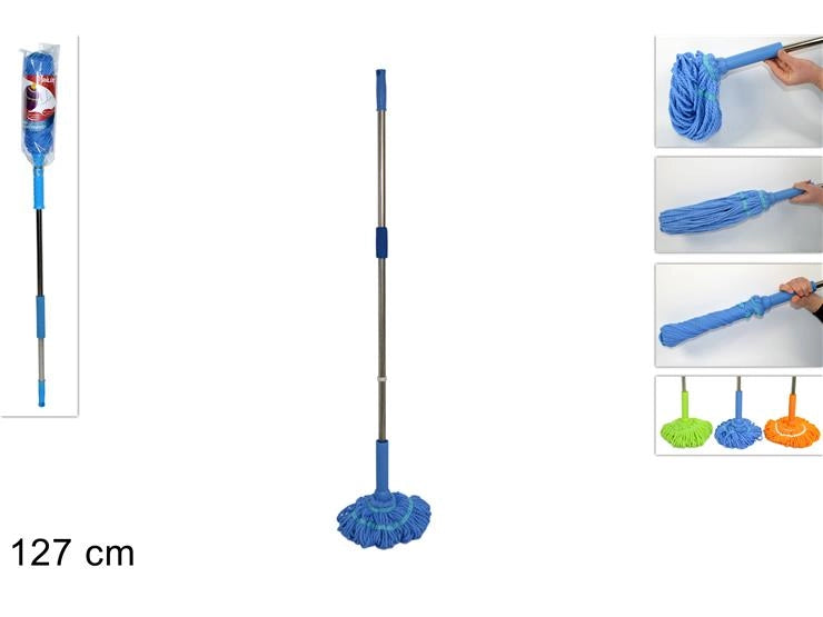 Strizzamop Mop con Sistema a Cricchetto 127 cm Vari Colori