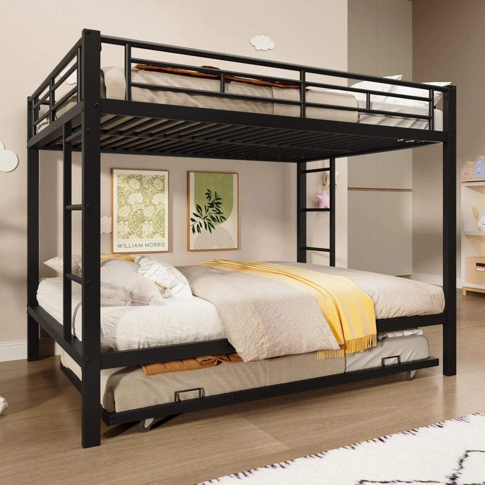 Letto a Castello con Letto Estraibile ¨C MINIMAL ¨C Metallo Nero 140x200