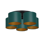 Plafoniera nera Arden 5 paralumi verdi oro E27 Luminex