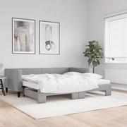 Divano Letto Estraibile Materassi Grigio Chiaro 100x200 Tessuto 3196601