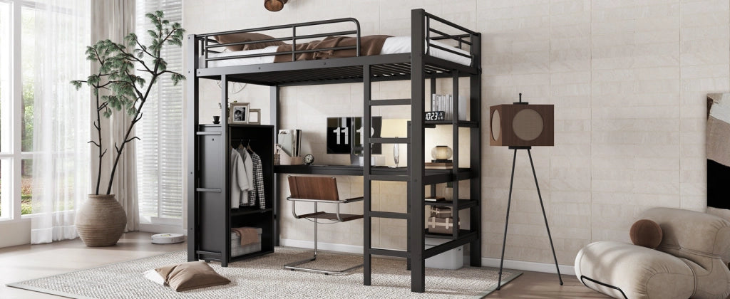 letto a castello metallo nero 90 x 200 cm