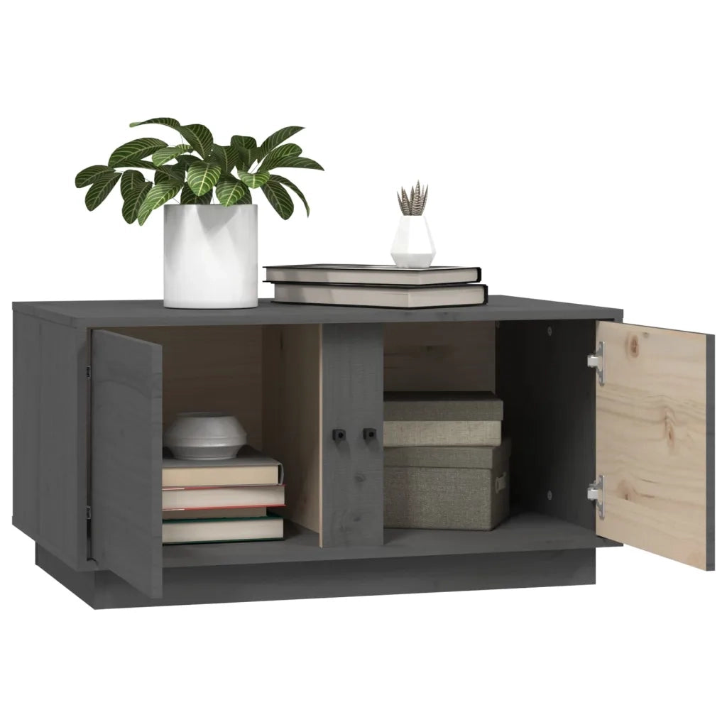 Tavolino da Salotto Grigio 80x50x40 cm Legno Massello di Pino 814421
