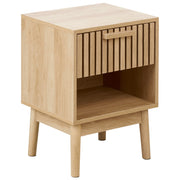 Comodino Legno chiaro MDF Gambe in legno di pino 1 cassetto portaoggetti 1 ripiano Design moderno scandinavo Camera da letto