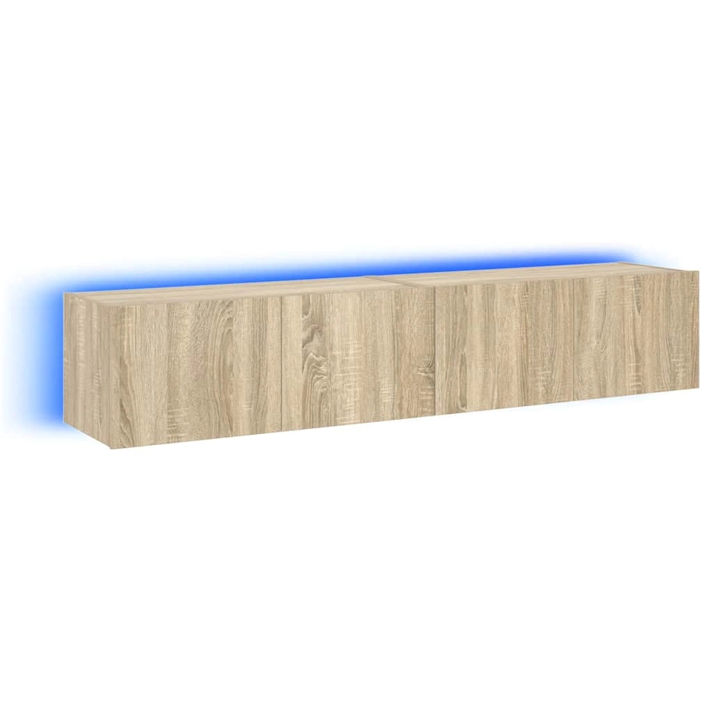 Mobili TV a Parete con Luci LED 2pz Rovere Sonoma 80x35x31 cmcod mxl 134185
