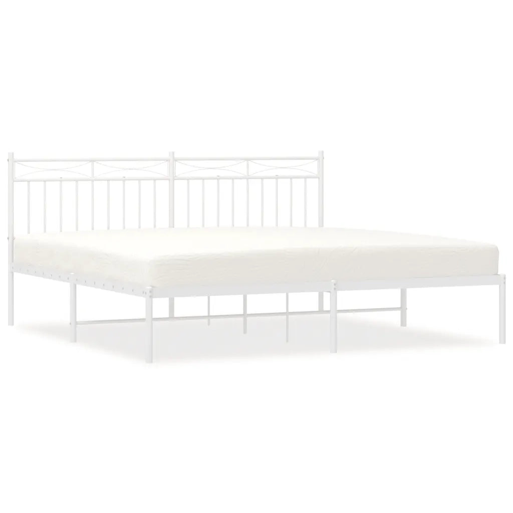 Letto matrimoniale | Letto per adulti | Giroletto con Testiera Metallo Bianco 183x213 cm