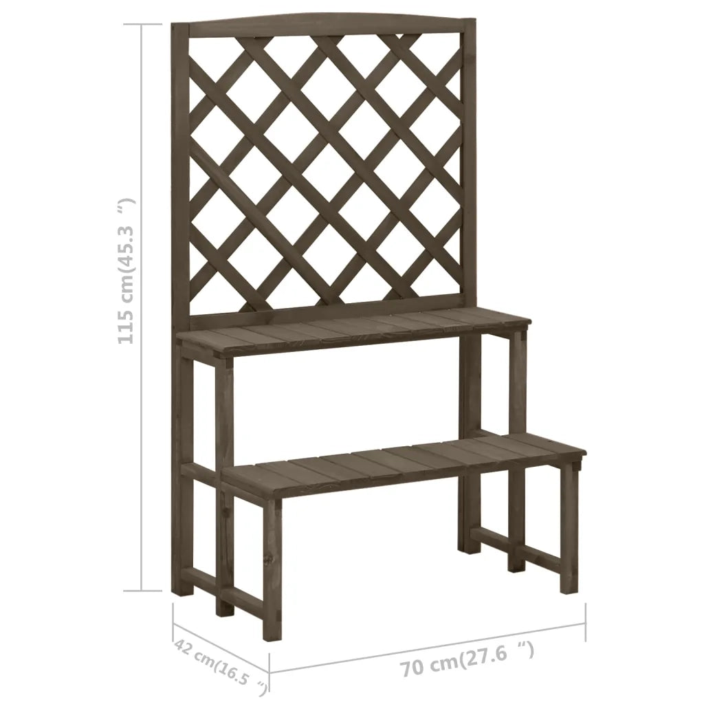 Fioriera | Cassetta per fiori | Vaso con Traliccio Grigio 70x42x115 cm in Massello di Abete