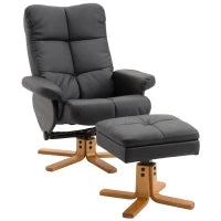 Poltrona Sedia Relax Reclinabile con Poggiapiedi in Pelle PU Nero