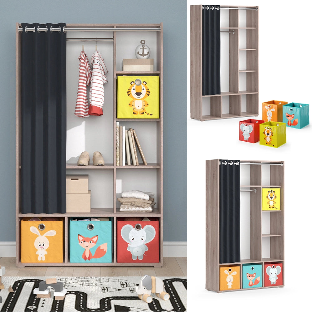 Vicco Guardaroba per bambini Sonoma 105.8 x 178.1 cm Con scatole pieghevoli (colorate)