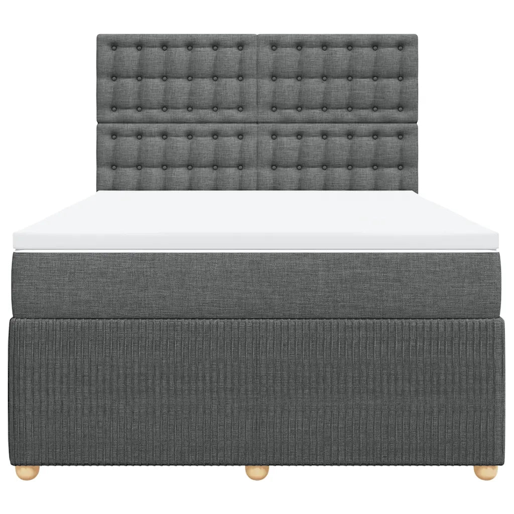Giroletto a Molle con Materasso Grigio Scuro 140x190 cm Tessuto