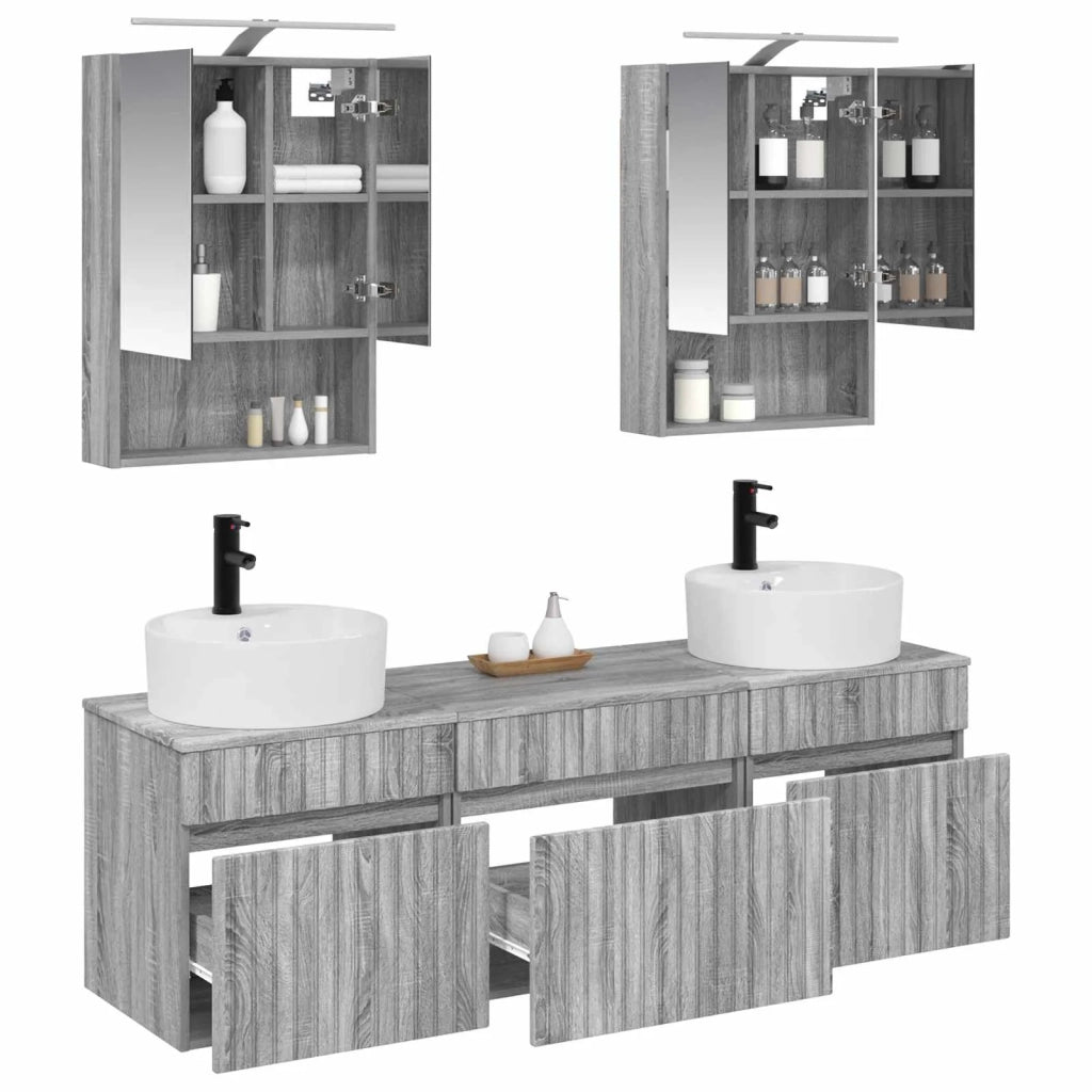 Set di Armadi da Bagno 5 pcs Sonoma grigio 50 x 14,5 x 70 cm 3406604