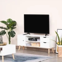 Mobile TV Moderno in Legno Bianco, Mobile Porta TV di Design per TV Max. 50" 120x28x44cm
