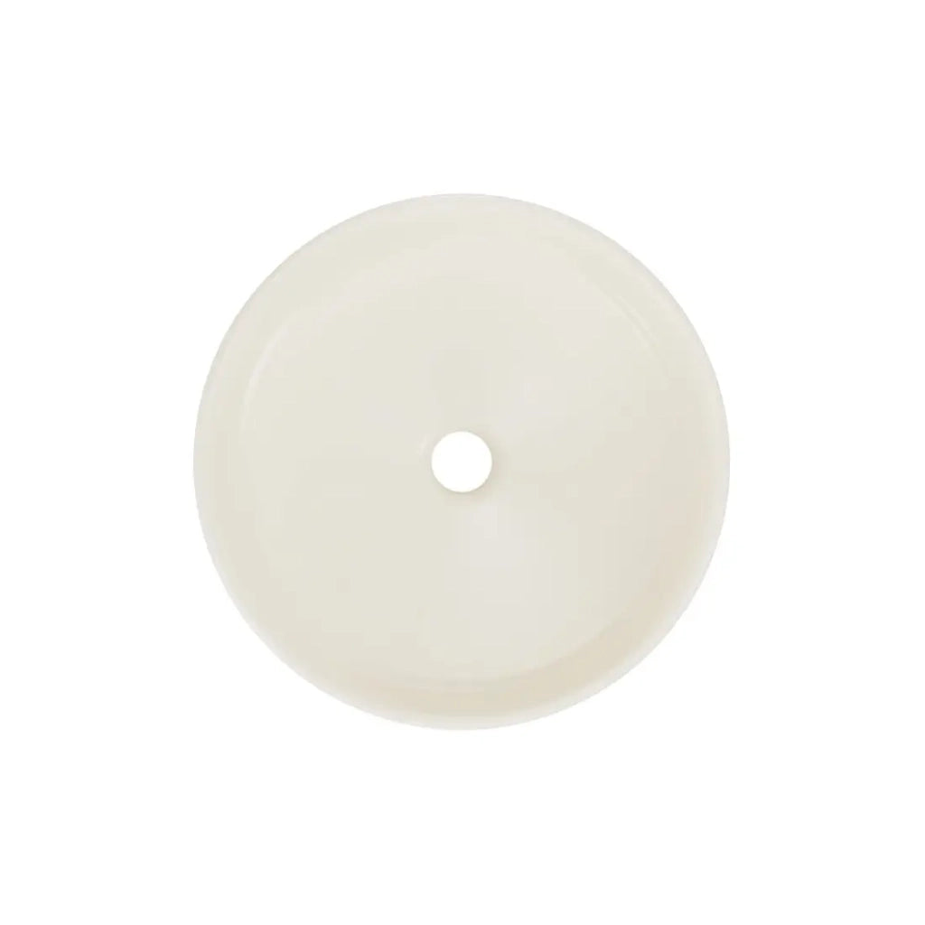 Lavabo da appoggio rotondo 40 cm in ceramica avorio opaco