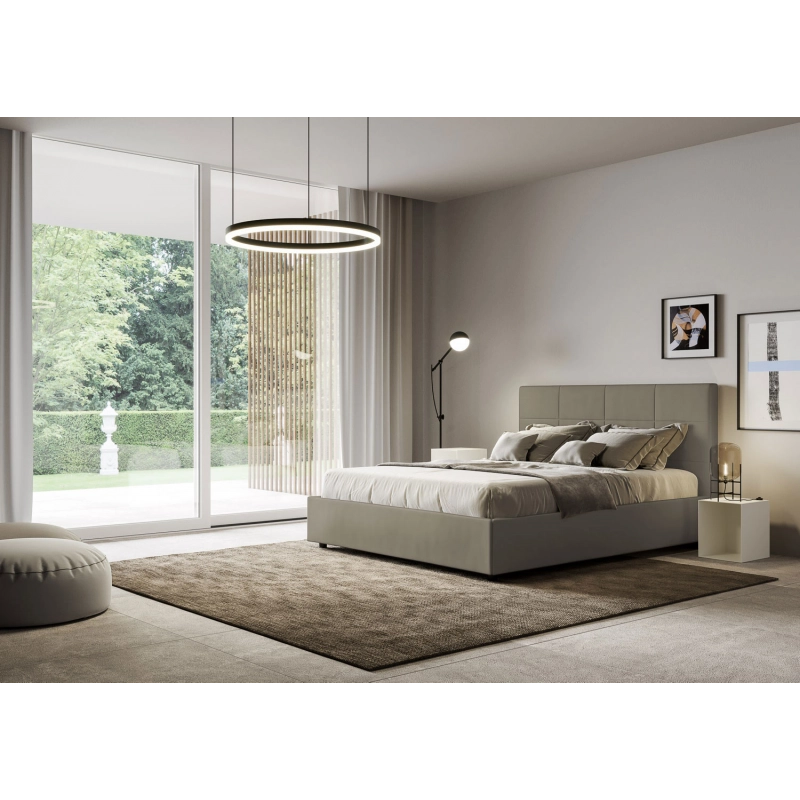 Letto imbottito Matrimoniale 160x210 cm Mika - Similpelle,Cappuccino,Con rete