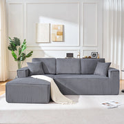 Divano angolare in velluto a coste - Xylo - 2 posti + chaise longue, schiuma ad alta densit¨¤