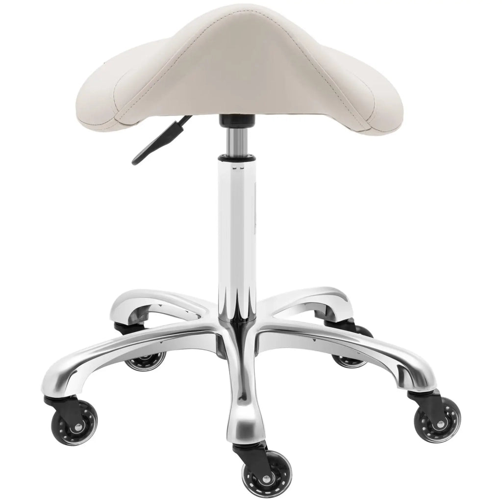 Sgabello da sella per cavallo 570 x 750 mm 150 kg beige lega di alluminio PVC PU compensato schiuma sintetica beige 14_0010085