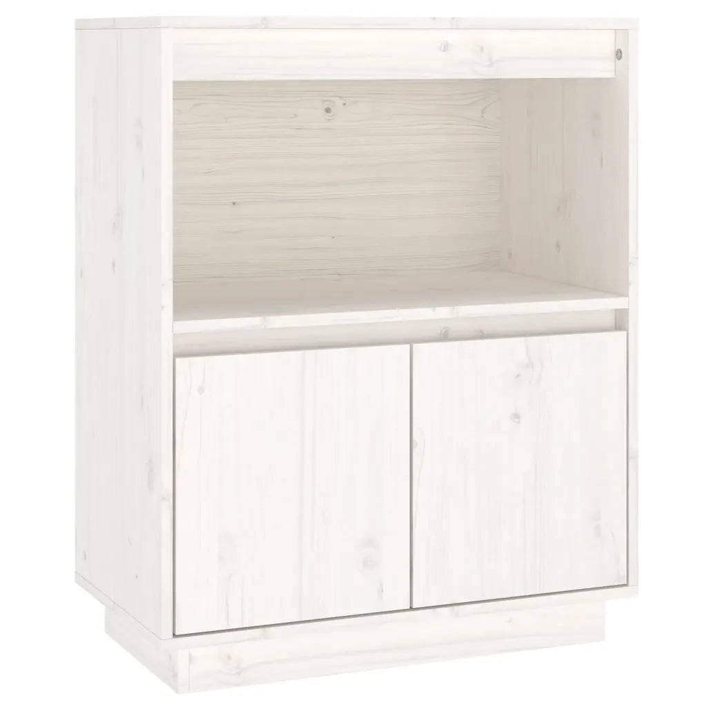 Credenza Bianca 60x34x75 cm in Legno Massello di Pino 813521