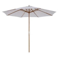 Ombrellone da Giardino 3x2.5 m con Palo in Legno a 8 Stecche, in Bambù, Legno e Poliestere, Bianco